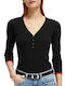 Scotch & Soda Women's Sweater with 3/4 Sleeve & V Neckline Black