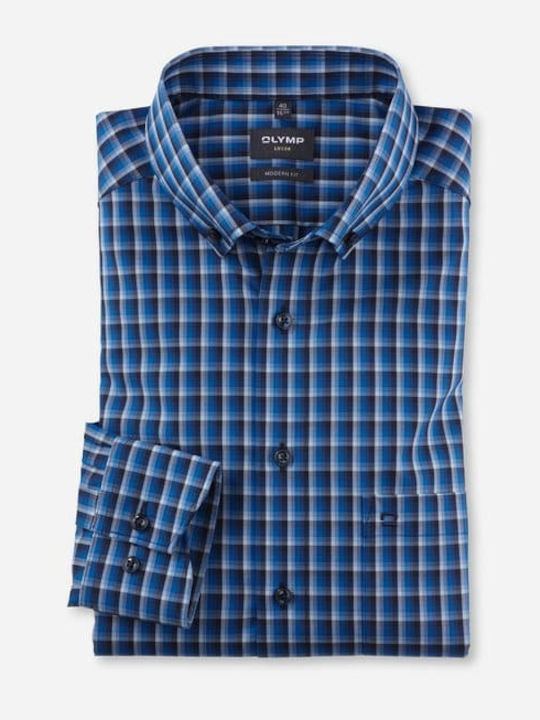 Long-sleeved Shirt Checked Blue