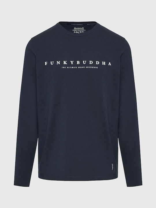 Funky Buddha Ανδρική Μπλούζα Μακρυμάνικη Navy Μπλε