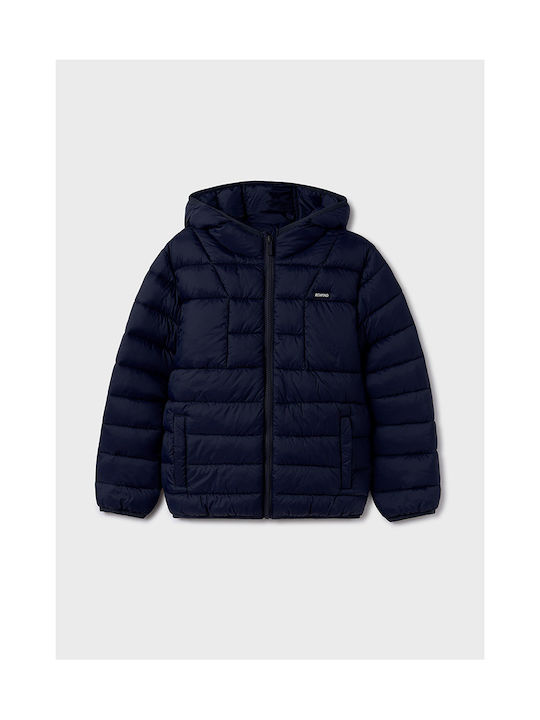 Mayoral Boys Quilted Coat Navy Blue with Ηood