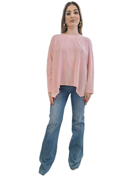 Remix Women's Summer Blouse Long Sleeve Pink