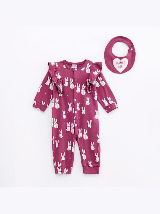 Funky Baby Bodysuit Set Long-Sleeved with Accessories Fuchsia