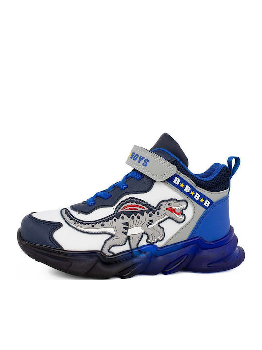 Kids Sneakers High with Scratch & Lights Blue