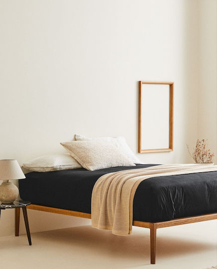 My Home Luxury Sheet Sets Single 160x250cm. Monochrome Black 4pcs