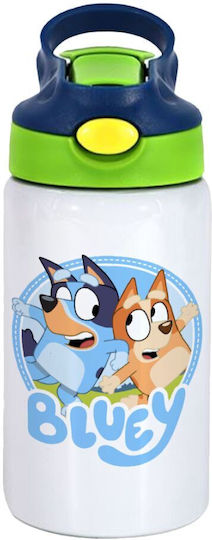 Koupakoupa Bluey Dog Kids Water Bottle Bluey Stainless Steel with Straw Green 350ml