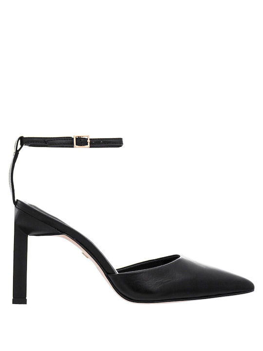 Carrano Leather Pointed Toe Black Heels