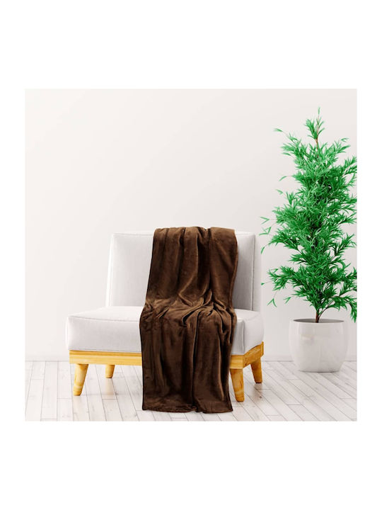 vidaXL Blanket Fleece Sofa 130x170cm. Brown