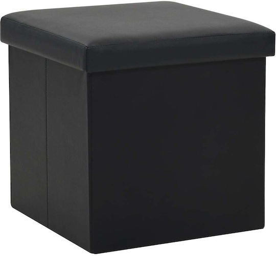 Hocker Für das Wohnzimmer Klappbar Mit Stauraum Gepolstert mit Kunstleder Schwarz 38x38x38cm
