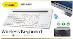 Andowl Q-JP210 Ασύρματο Bluetooth Πληκτρολόγιο με Touchpad Αγγλικό US Λευκό