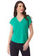 Anna Raxevsky Women's Oversized T-shirt with V Neckline Green