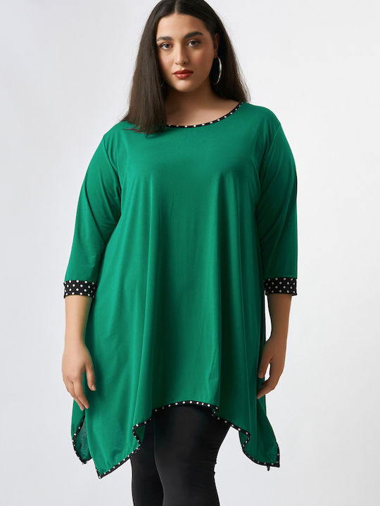 Jucita Women's Blouse Dress with 3/4 Sleeve Green
