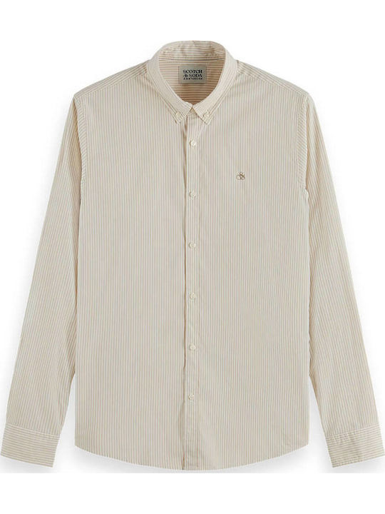 Scotch & Soda Essential Мъжка Риза Тясна Кройка Бежова Scotch & Soda Essential Мъжка Риза Тясна Кройка Бежова