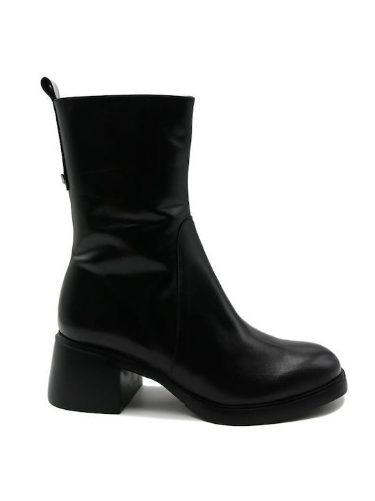 Wonders Leder Damen Knöchelstiefel Schwarz