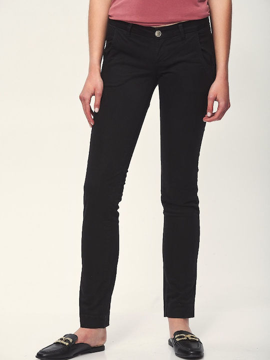 Edward Jeans Adina-Is Γυναικείο Υφασμάτινο Παντελόνι Μαύρο