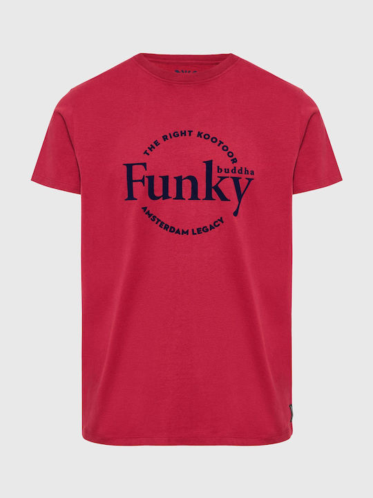 Funky Buddha Herren T-Shirt Kurzarm Cranberry