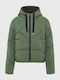 Funky Buddha Women's Short Puffer Jacket for Winter with Hood Green