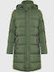 Women's Short Puffer Jacket for Winter with Hood Green