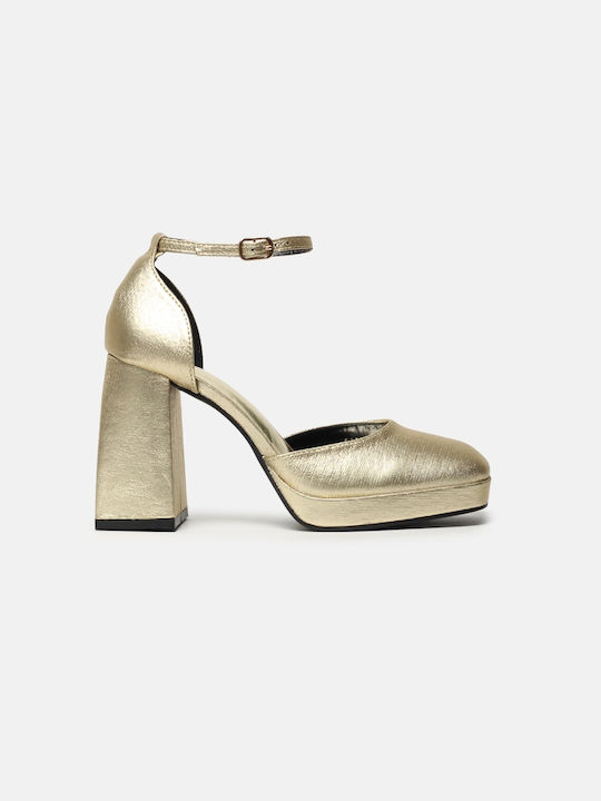 InShoes Gold Heels with Strap