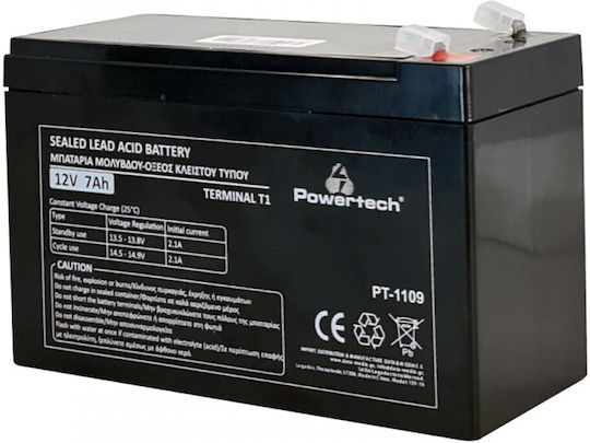 Powertech T1 Μπαταρία UPS με Χωρητικότητα 7Ah και Τάση 12V 1τμχ
