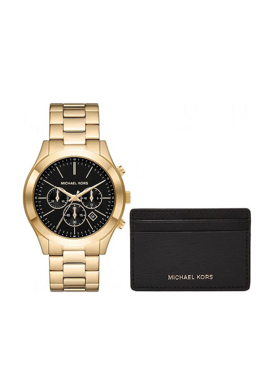 Michael Kors Runway Men's Watch 44mm Battery with Yellow Metal Bracelet