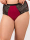 High-waisted Women's Slip with Lace Burgundy