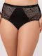 High-waisted Women's Slip with Lace Black