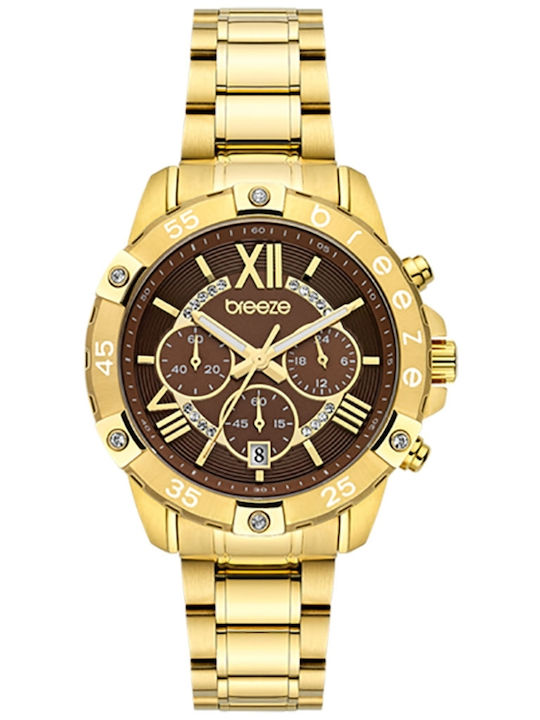 Breeze Women's Watch 38mm Chronograph Battery with Gold Stainless Steel Bracelet