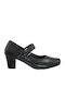 Leder Pumps mit Riemchen & Chunky mittelhoher Absatz Schwarz