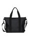 Rains Tote Bag Micro Fabric Shopping Bag in Black Color