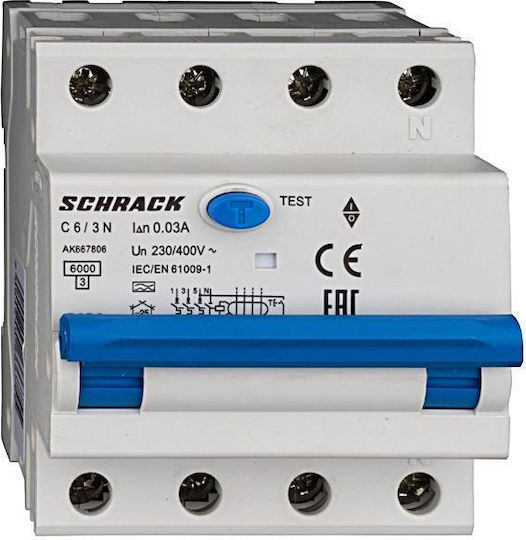 Schrack Ρεле за фаза Изтичане на земя 6Спецификация Триполюсно