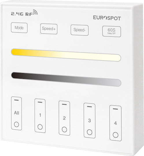 Eurospot Επιτοίχιος Διακόπτης Dimmer με Πλαίσιο LED Αφής σε Λευκό Χρώμα