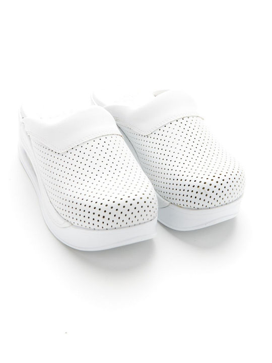 Northcure Air Max Γυναικεία Δερμάτινα Ανατομικά Σαμπό Λευκά