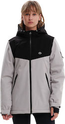 Emerson Women's Short Puffer Jacket Waterproof and Windproof for Winter with Hood Beige