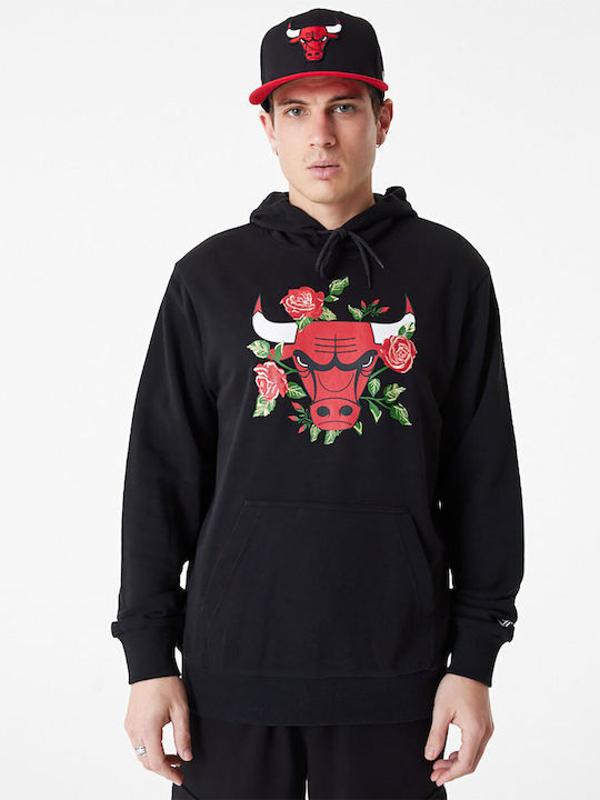 New Era Chicago Bulls Φούτερ με Κουκούλα Μαύρο