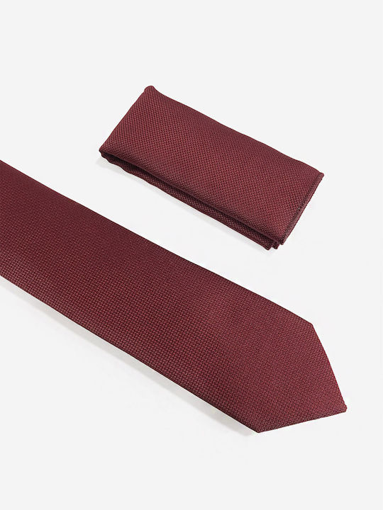 Tresor Σετ Ανδρικής Γραβάτας με Σχέδια Dark Red