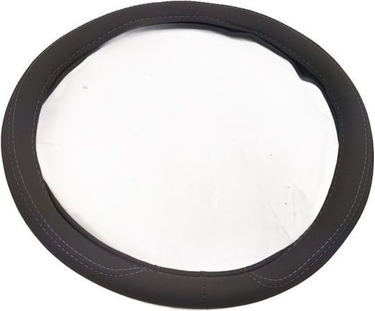 Car Steering Wheel Cover with Diameter 39cm Leather Gray with Gray Stitching