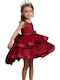 Rochie Fete Fără Mâneci Din Tulle Burgundy