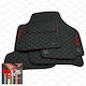 Seat Leon 2005-2012 Πατακια Τεχνοδερμα Cube Μαυρο Me Κοκκινο Κεντημα Leon Σετ 4τμχ