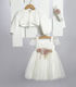 New Life White Baptism Clothing Set with Dress , Hair Accessories & Cardigan made of Tulle 3pcs