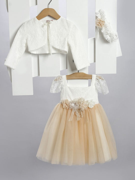 New Life Beige Baptism Clothing Set with Dress ...