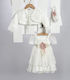 New Life Λευκό Βαπτιστικό Σετ Ρούχων με Φόρεμα , Αξεσουάρ Μαλλιών & Ζακετάκι 3τμχ