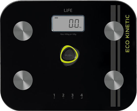 Life Eco Kinetic Ψηφιακή Ζυγαριά 180kg με Λιπομετρητή Μαύρη