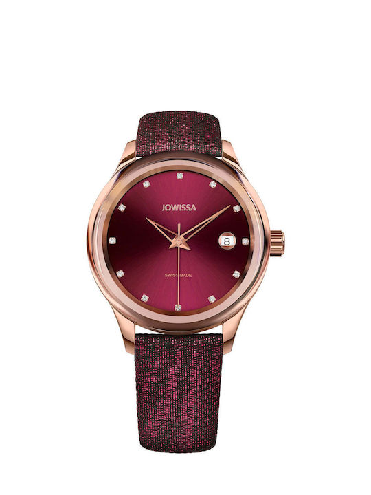 Jowissa Watch with Fabric Strap Burgundy J4.363.M Skroutz.cy
