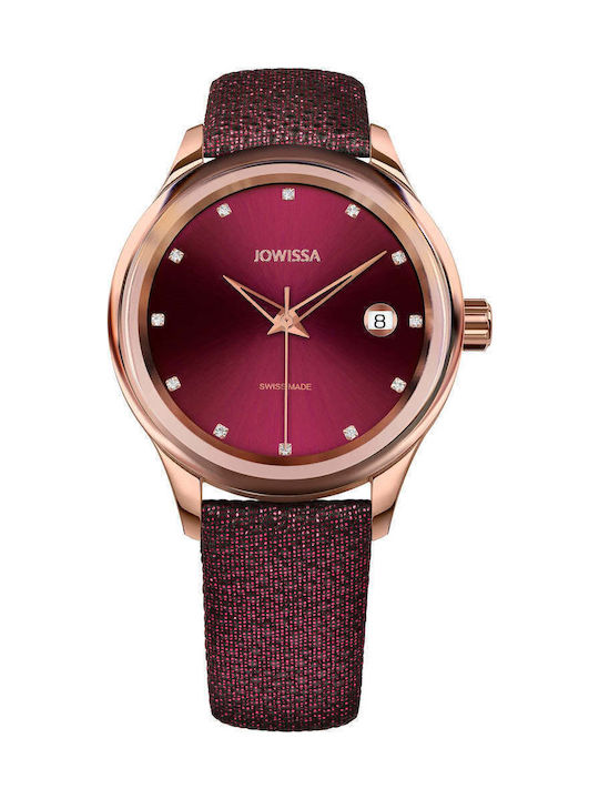 Jowissa Women's Watch with Burgundy Fabric Strap