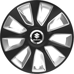 Versaco Car Hubcap Set with Suzuki Emblem 15" 4pcs Black /Black