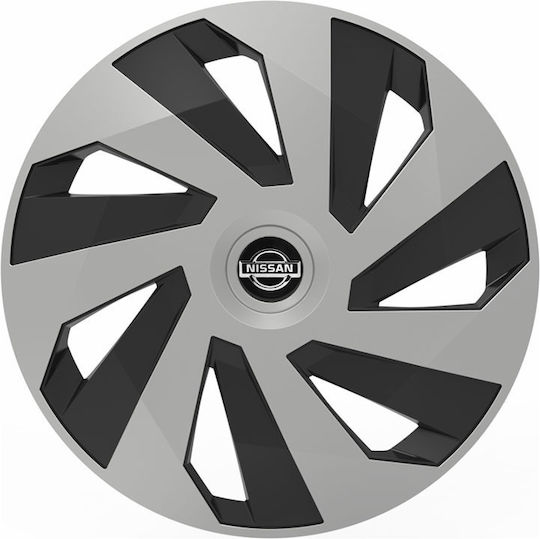 Versaco Auto Radkappen Set Vector mit Marke Nissan 4Stück 15" Silber
