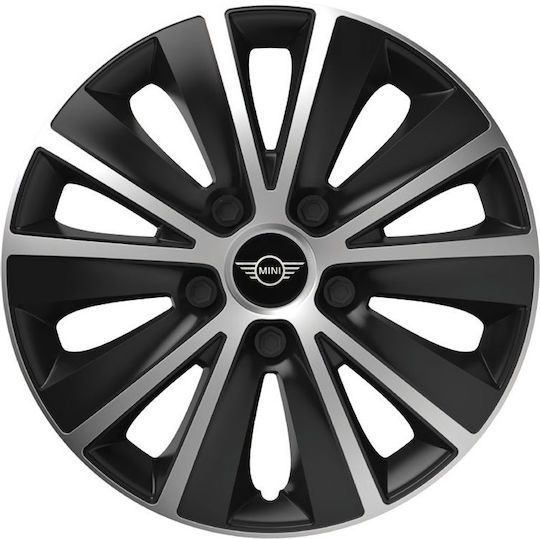 Versaco Car Hubcap Set Rapide with Mini Cooper Emblem 15" 4pcs Black