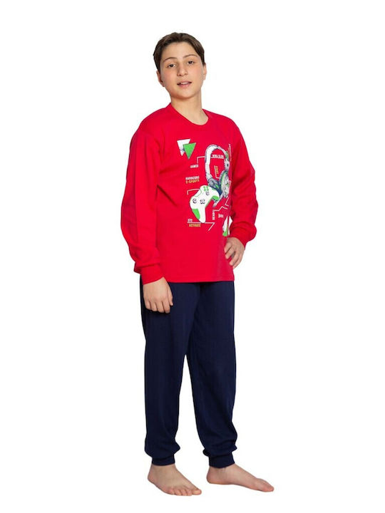 Comfort Set Top & Bottom Kids Winter Pyjamas Red