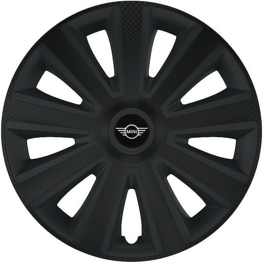 Versaco Car Hubcap Set Aviator with Mini Cooper Emblem 15" 4pcs Black
