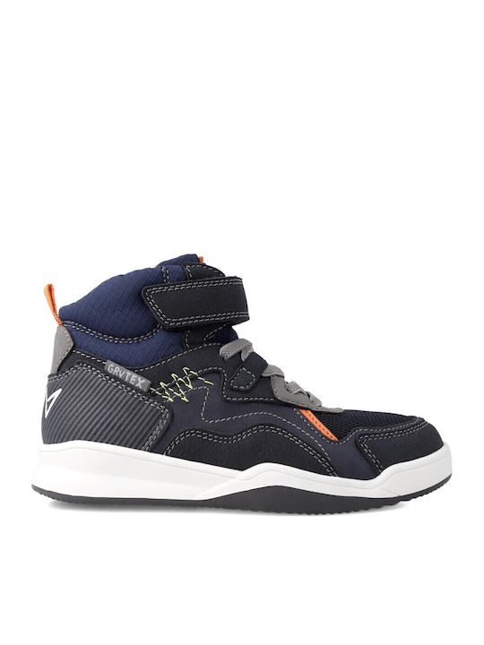 Anatomisch Lederne Kinderstiefeletten mit Klettverschluss Blau